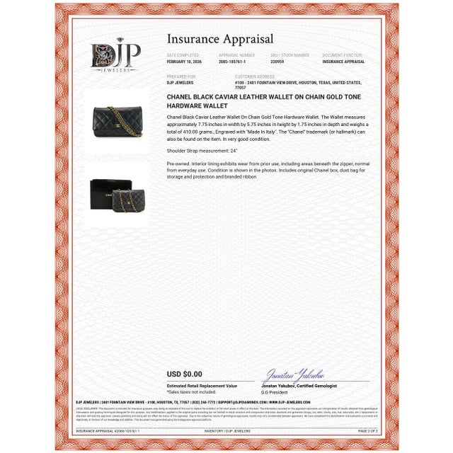 Chanel Classic Quilted Black Lambskin Wallet on Chain With Gold Hardware Bag For Sale - Image 14 of 14