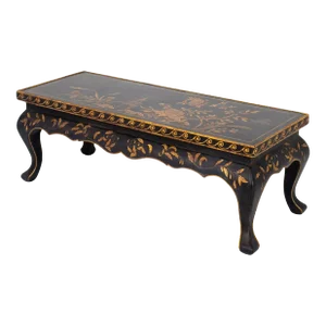 Vintage Chinoiserie Hand-Painted Giltwood Coffee Table