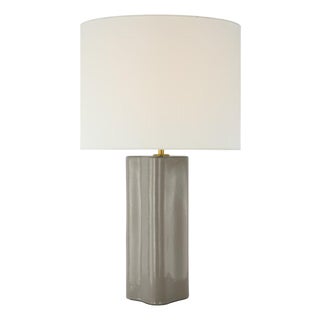 AERIN by Visual Comfort Signature Mishca Large Table Lamp in Shellish Gray with Linen Shade For Sale