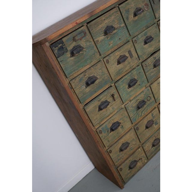 Large Industrial French Painted Pine Hardware Store Cabinet, 1950s For Sale - Image 12 of 18