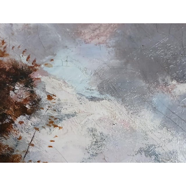 19th C. European Landscape Oil Painting With Sheep Herd and Shepherd, Luminous For Sale - Image 11 of 14