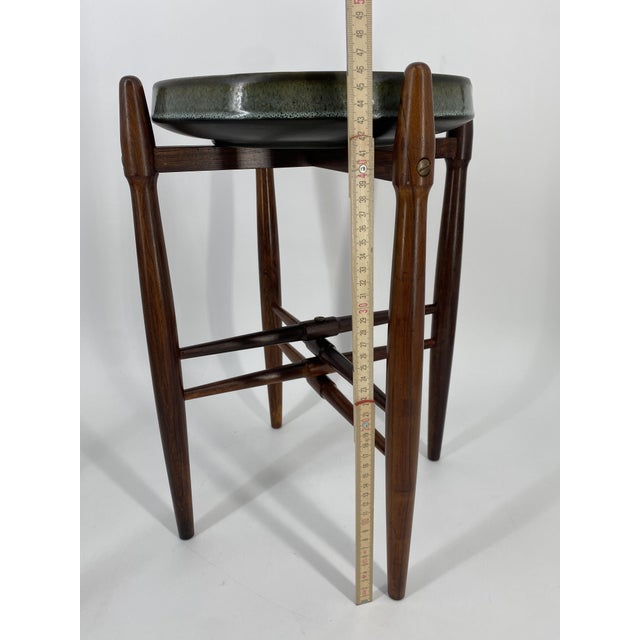 Ceramic Mid-Century Side Table with Glazed Ceramic Plate on Rosewood Frame by Arne Basse for Knabstrup, Denmark, 1960s For Sale - Image 7 of 16