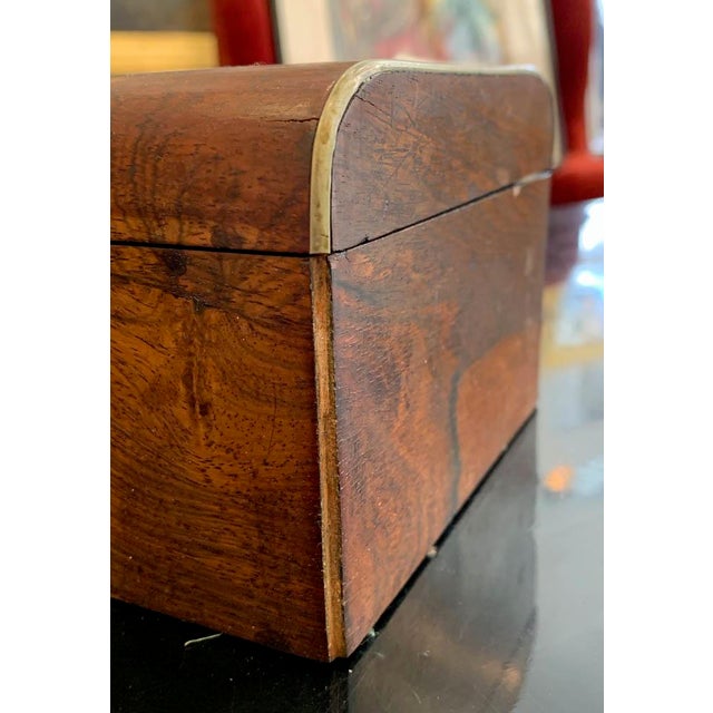 19th Century English Traditional Rosewood Tea Box With Brass Inlay For Sale In Providence - Image 6 of 8