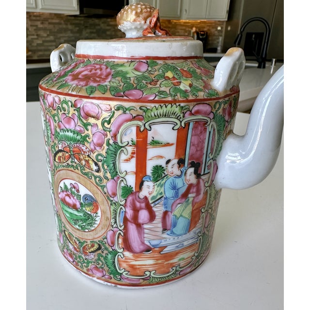 Chinese Famille Rose Porcelain Lidded Teapot- 19th Century For Sale - Image 9 of 18