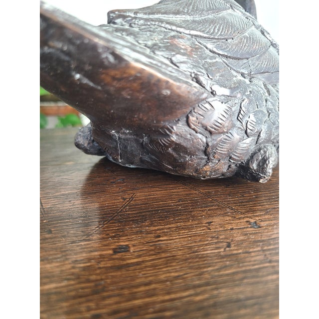 Black Antique 1920's Patinated Bronze Sculpture of a Seated Duck For Sale - Image 8 of 13