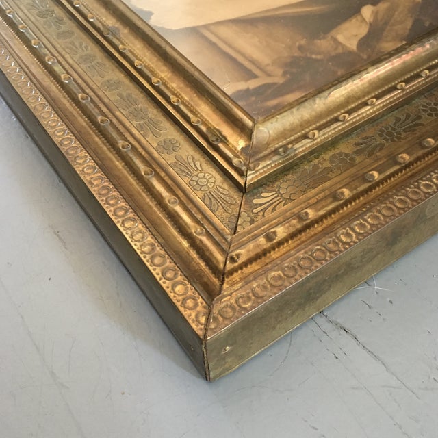 Brass Victorian Large Brass Frame With Mourning Photo For Sale - Image 8 of 13