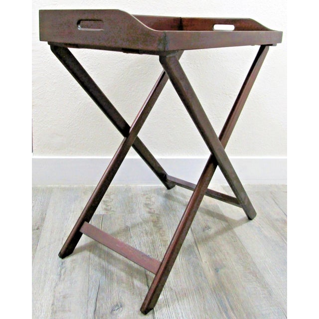 1960s Mid 20th Century Vintage English Butler's Mahogany Tray Table With Folding Stand For Sale - Image 5 of 18