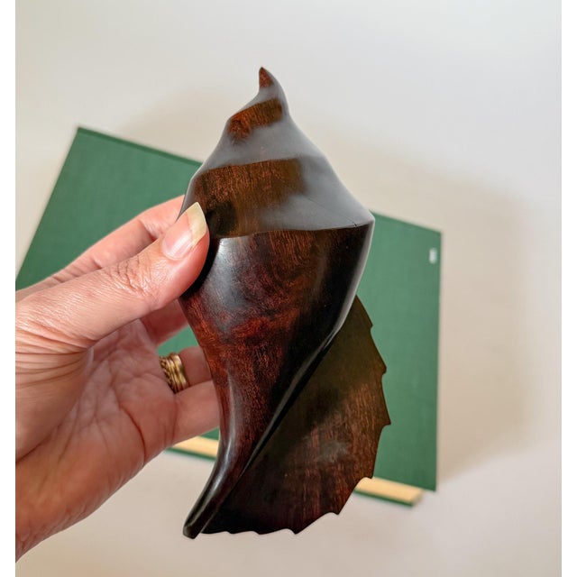 Vintage Large Carved Ironwood Conch Shell Sculpture Objects, a Pair For Sale - Image 14 of 16