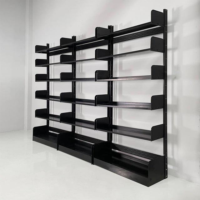 Italian Modern Modular Black Congresso Bookcase attributed to Lips Vago, 1970s, Set of 3 For Sale - Image 4 of 18