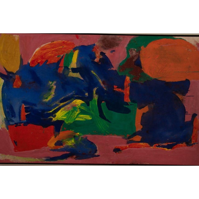 Contemporary School, Abstract Composition, Mixed Media on Canvas, unsigned, cerused wood frame. Image: 41.25" H x 66" W;...