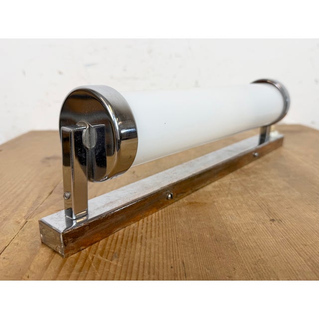 Vintage Art Deco Wall Light with Opal Glass, 1930s For Sale - Image 4 of 14