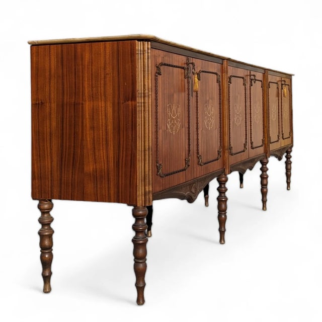 Antique Italian Louis XVI-Style Marble-Top Marquetry Sideboard For Sale In Los Angeles - Image 6 of 10