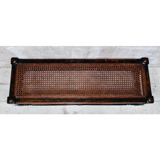 Antique Oak Rattan Stool, 1900 For Sale - Image 12 of 13