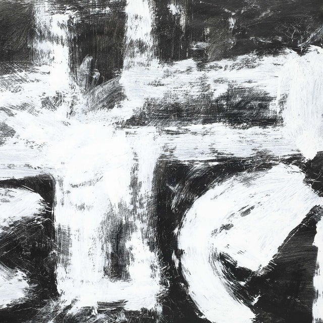 1970s Mid-Century "Dakota Series" B&w Abstract Acrylic on Paper by Harry Bertschmann For Sale - Image 5 of 9