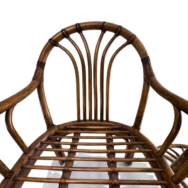 1970s Pair of Vintage Rausch Germany Model 22935 Fan-Back Rattan Armchairs for Brown Jordan For Sale - Image 5 of 18