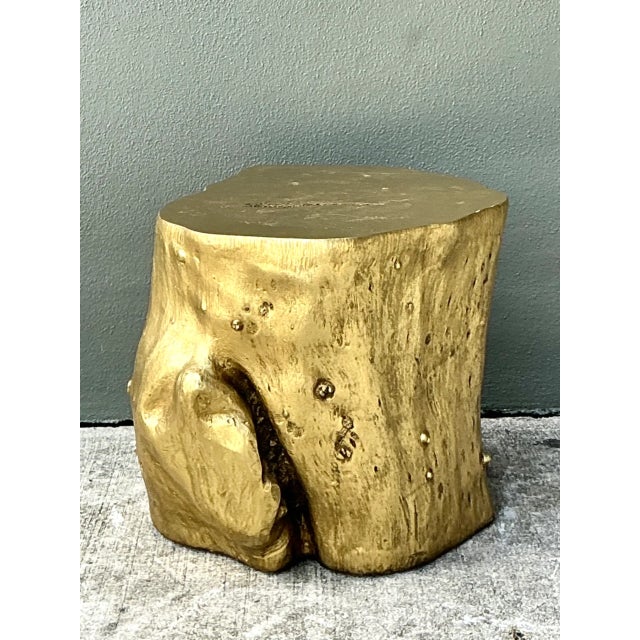 Vintage Gold Tree Trunk Side Table For Sale In West Palm - Image 6 of 12