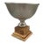 Silver-Tone Metal Pedestal Bowl on Carved Wood Base For Sale