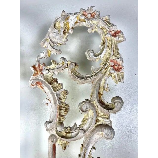 Rococo Pair of 19th Century Italian Rococo Carvings on Wood Bases, Distressed For Sale - Image 3 of 12