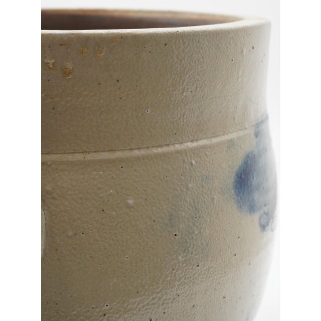 Blue Large Antique Stoneware Crock Urn W. Handles For Sale - Image 8 of 9