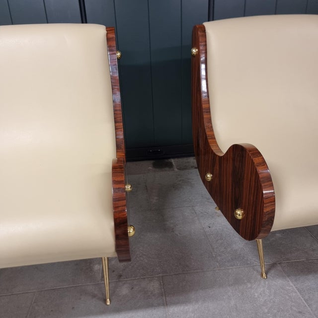 Vintage Art Deco Style Armchairs with Canaletto Walnut Armrests, 2010s, Set of 2 For Sale - Image 10 of 12