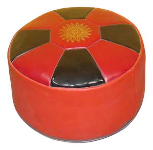 Black and Red Faux Leather Ottoman, 1970s