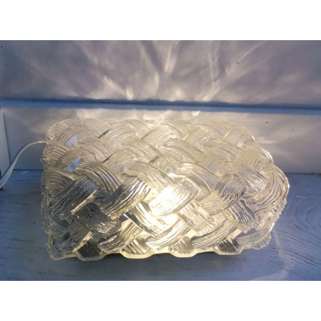 Small Scandinavian Clear Textured Glass Rectangular Ceiling Lamp, 1970s For Sale - Image 4 of 10