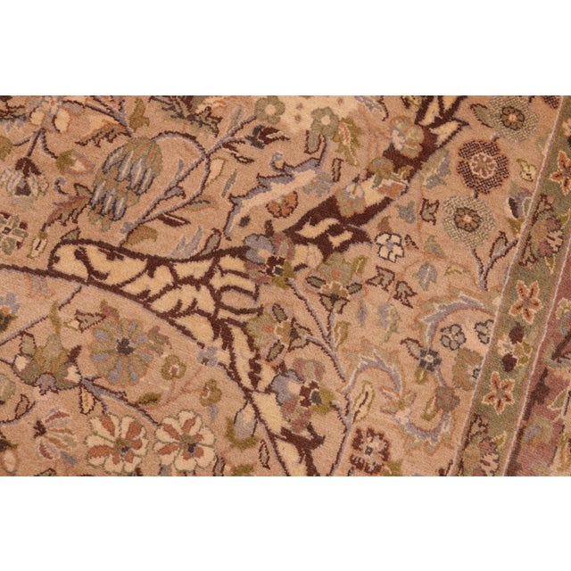 Boho Chic 1990's Floral Pak-Persian Taupe/Brown Wool Rug - 6'1'' X 9'7'' For Sale - Image 4 of 9