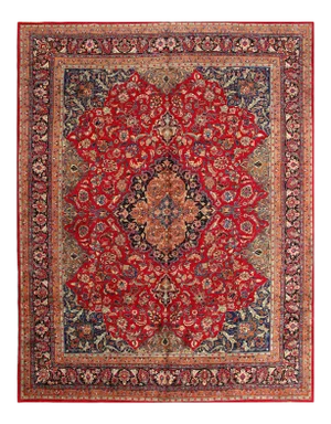 Red Semi Vintage Persian Hand Knotted Mahshad 9'11'' X 12'5''