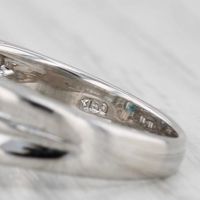 2010s 1.69ctw Blue Sapphire Diamond Halo Ring 18k White Gold Size 5.5 For Sale - Image 5 of 9