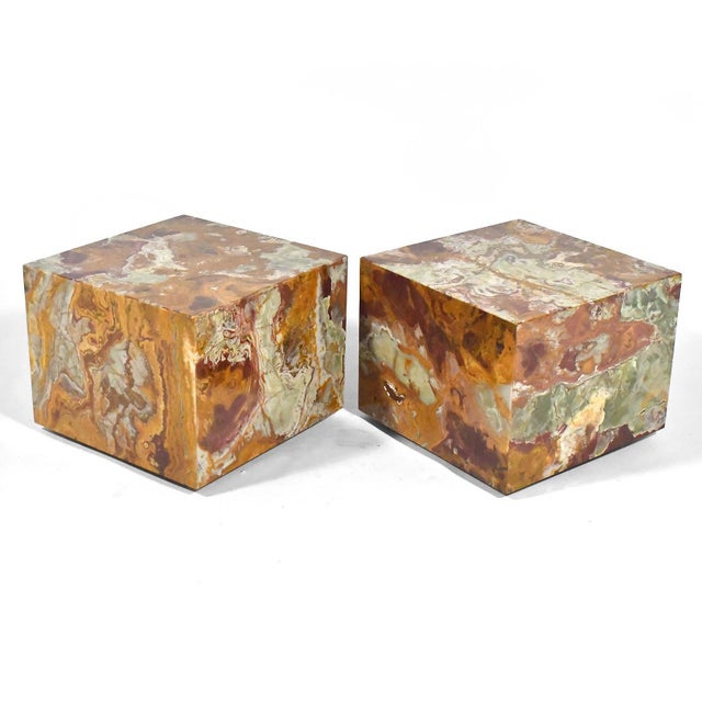 Pair of Red Onyx Cube Tables by Pace Collection For Sale In Chicago - Image 6 of 10