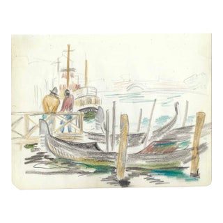 Grace Spongberg Gondola Dock by St Marks Square Venice Italy For Sale