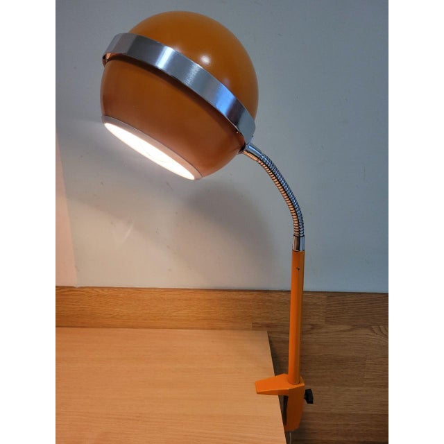 Orange Space Age Swiveling Table Lamp for Clamping For Sale - Image 8 of 15