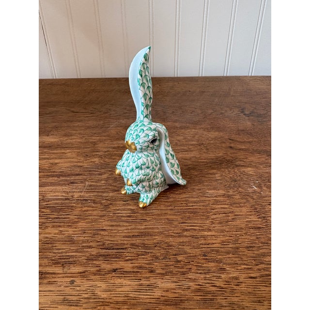 Herend Herend Green and White Porcelain Bunny Rabbit For Sale - Image 4 of 6