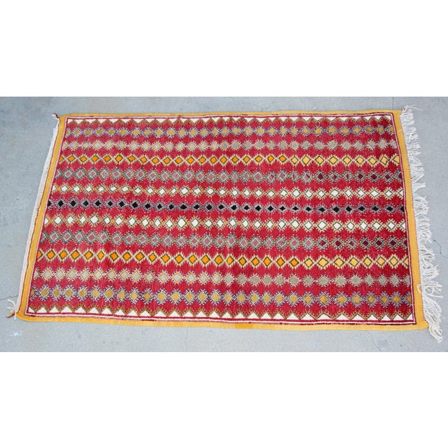 1980s Vintage Moroccan Boujad Hand-Woven Tribal Rug For Sale - Image 10 of 13