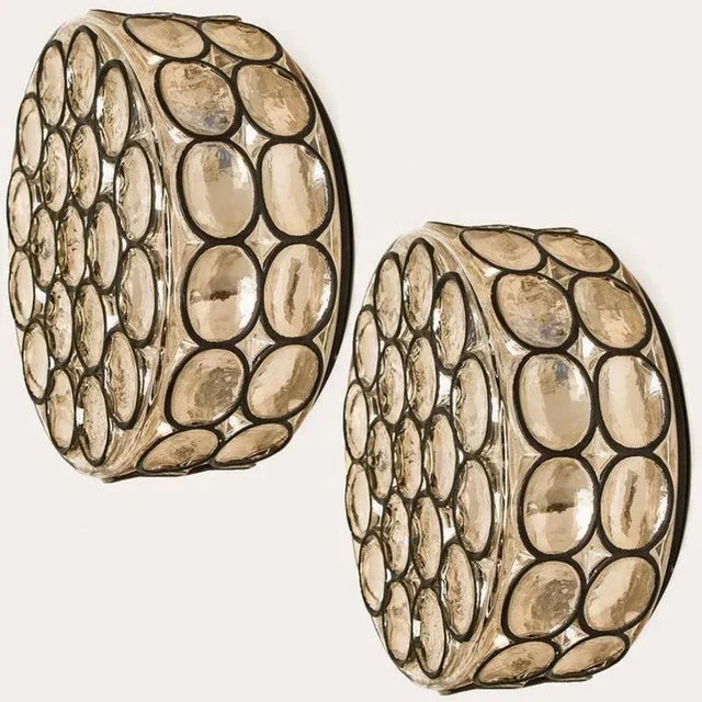 Gold Circle Iron and Bubble Glass Sconces from Limburg, 1960s, Set of 2 For Sale - Image 8 of 18