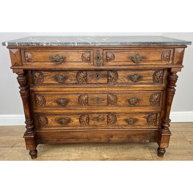 French Style Chest of Drawers with Marble Top For Sale - Image 5 of 18