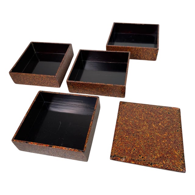 Japanese Wakasa-Nuri Jubako Stacking Box, 1940s For Sale