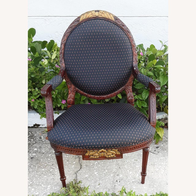 Late 19th Century Antique French Louis XV Wood Needlepoint Armchair For Sale - Image 4 of 5
