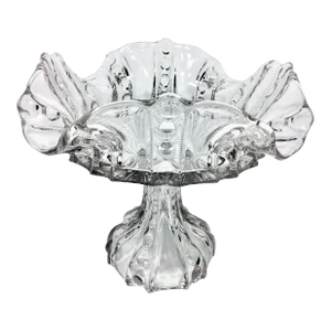 11.25" Early Victorian Footed Ruffled Sandwich Flint Glass Compote Bowl