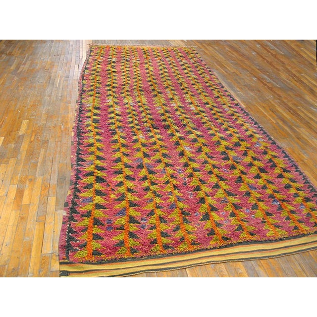 Mid 20th Century Moroccan Gallery Carpet ( 6'6" x 15'10" - 198 x 483 ) Vintage Moroccan - Rabat Large Room Size Wool Coral...
