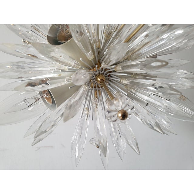 Vintage Pendant Light in Brass and Acrylic Glass, 1950s For Sale - Image 4 of 9