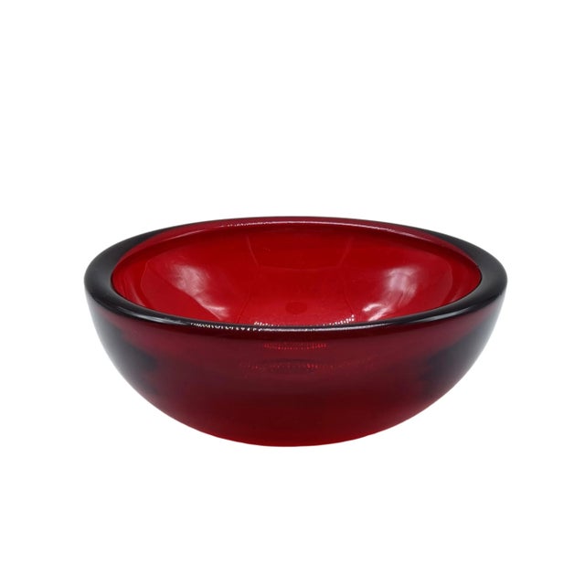 Midcentury Modern Ruby Red Murano Glass Bowl, 1970s For Sale - Image 4 of 7