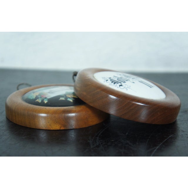 Early 20th Century Early 20th Century German Porcelain Wood Framed Wall Plaque Sign Congratulations - Set of 2 For Sale - Image 5 of 9