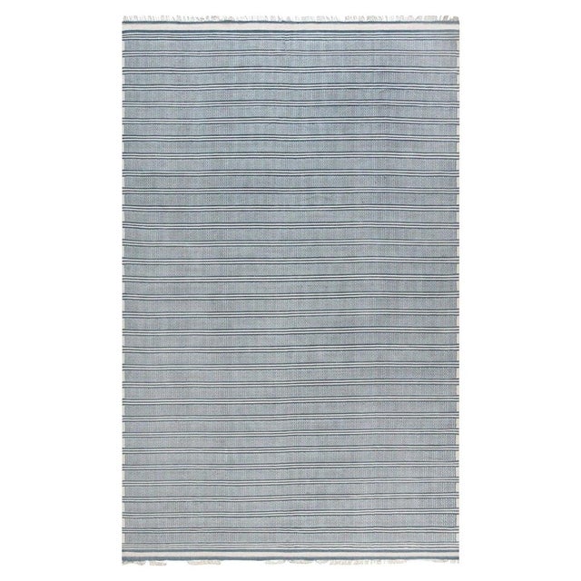 Large Traditional Style Modern Blue Dhurrie Rug by Doris Leslie Blau For Sale