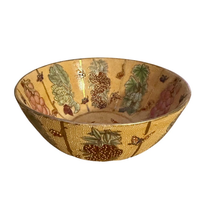 Vintage Oriental Moriage Rose and Fruit Porcelain Bowl For Sale - Image 11 of 12