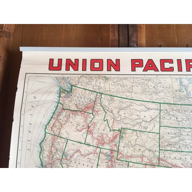 American Vintage Antique Official Railroad Map United States 43”x62” Union Pacific Wear For Sale - Image 3 of 6