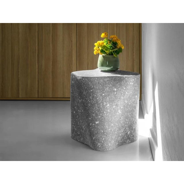 Contemporary White Stone Coffee Table with Glass Top by Donatas Zukauskas For Sale - Image 3 of 6