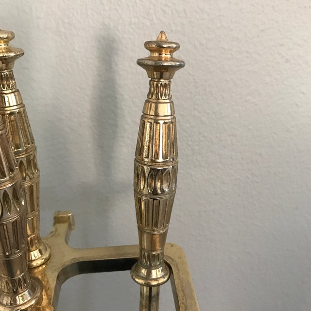 MidCentury Brass Fireplace Tool 4Piece Set Chairish