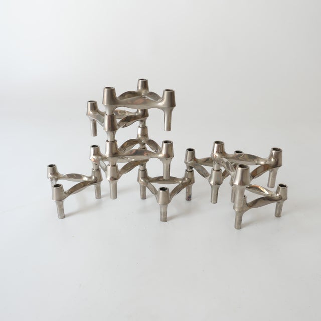 Vintage Modular Metal Candleholders by Stoff Nagel, 1970s, Set of 9 For Sale - Image 4 of 7
