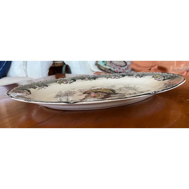 Mid 20th Century Vintage Nsp Ironstone Hand Decorated Turkey Platter For Sale - Image 5 of 7